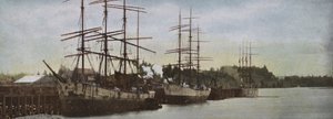 Oregon: Segelschiffe vor Anker im Hafen von Portland (Foto) von American Photographer (after)