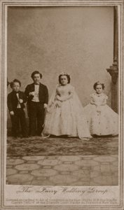 Hochzeitsfoto von Charles Sherwood Stratton, amerikanischer Entertainer bekannt als General Tom Thumb, und seiner Frau Lavinia Warren