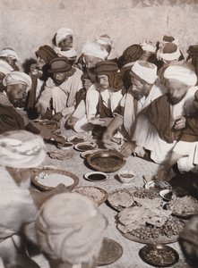 Arabische Dorfbewohner beim Essen, Palästina
