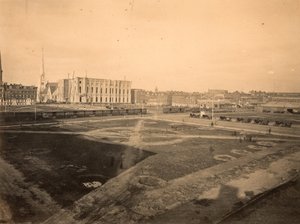 Center Square, Standort des Rathauses, Broad und Market Street, Philadelphia, ca. 1871 von American Photographer