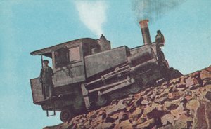 Zahnradbahn-Lokomotive erklimmt den Pikes Peak, Colorado