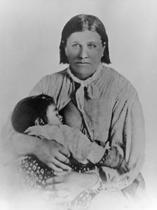 Cynthia Ann Parker mit ihrer Tochter Prari Flower, ca. 1861