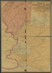Karte der Gemeinde Oxford, Boroughs of Frankford & Bridesburg mit Teilen von Bristol, N. Liberties und Cheltenham Townships, 1849