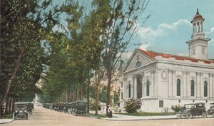 Miami, Florida, ca. 1925: Straßenansicht, zeigt Presbyterianische Kirche