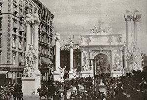 Der Dewey-Bogen vor dem Fifth Avenue Hotel an der 23rd St., New York City, zur Feier des Sieges über Spanien, 1899