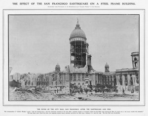 Die Ruinen des Rathauses nach dem Erdbeben und Feuer von 1906, 1906
