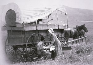 Typischer Planwagen eines Pioniers