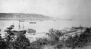 Blick auf Quebec City über den Hafen, ca. 1880-95