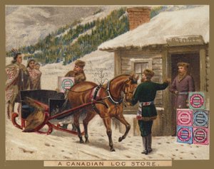 Ein kanadisches Holzlager, Huntley und Palmer Werbung von American School