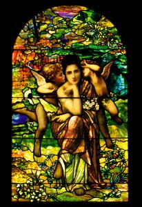 Ein bleiverglastes und plattiertes Favrile-Glasfenster, ca. 1895