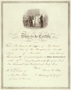 Eine Heiratsurkunde von 1849