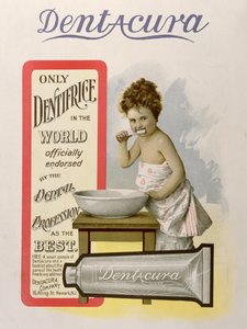 Werbung für Dentacura Zahnpasta, aus Theatre Magazine, England, 1901