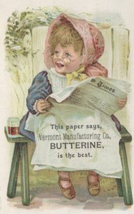 Werbung für Vermont Manufacturing Co. Butterine, ca. 1880 von American School