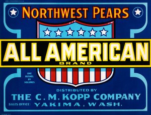 All American Brand Obstkistenetikett, ca. 1920