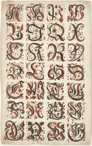 Alphabet, Frakturmalerei, ca. 1825-50 von American School