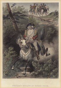 Die Flucht des amerikanischen Generals Israel Putnam vor den Briten in Horse Neck, Connecticut, Amerikanischer Unabhängigkeitskrieg von American School