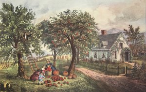 Amerikanische Heimstätte - Herbst, veröffentlicht 1869, Currier & Ives von American School
