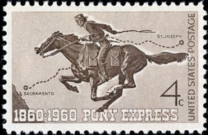 Amerikanische Briefmarke zum Pony Express von American School