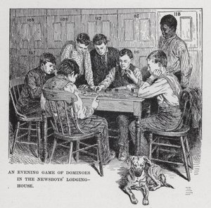 Ein Abendspiel Domino im Nachrichtenjungenheim von American School