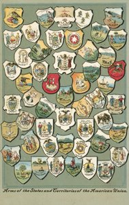 Wappen der Bundesstaaten der USA (Farblitho) von American School
