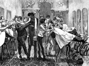 Friseursalon in New York, 1870 von American School