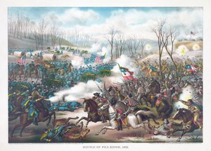 Schlacht von Pea Ridge, Arkansas, veröffentlicht von Kurz & Allison, 1889