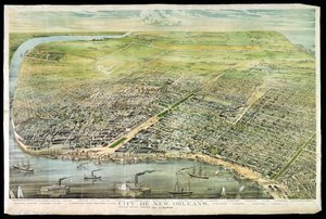 Vogelperspektive von New Orleans und Vororten, 1873