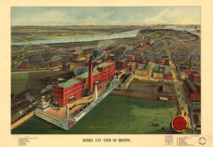 Vogelperspektive von Boston, ca. 1902 (Farblithografie) von American School