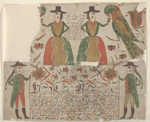 Geburts- und Taufurkunde für Anna Margräta Willeman, Frakturmalerei, ca. 1810 von American School