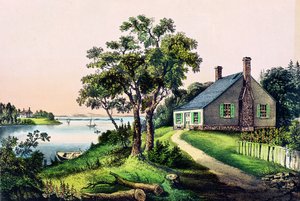 Geburtsort von George Washington in Bridges Creek, Westmoreland County, Virginia, 22. Februar 1732, veröffentlicht von Currier und Ives von American School