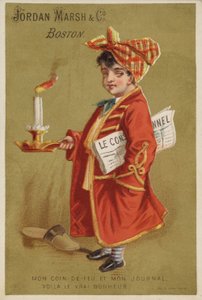 Junge mit Zeitung und brennender Kerze von American School