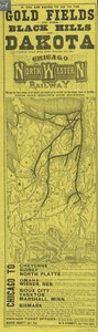 Plakat für die Chicago and North Western Railway, gedruckt von Rand McNally, ca. 1870