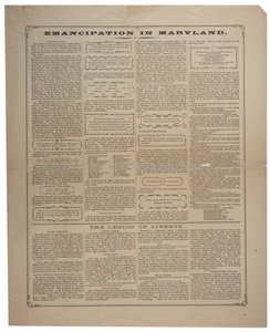 Flugblatt zur Rekrutierung von Afroamerikanern und zur Feier der Emanzipation in Maryland, Ringwalt & Brown (fl.1863-1865), ca. 1. November 1864