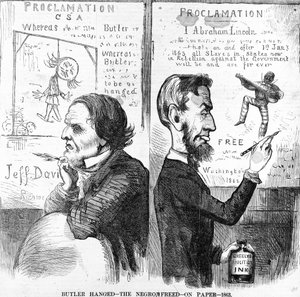 Butler gehängt, der Neger frei, auf Papier, 1863