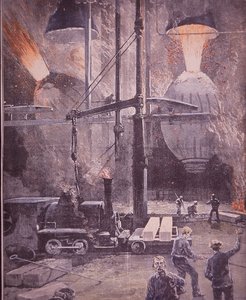 Carnegie-Stahlwerke, Bessemer-Konverter in voller Aktion, Pittsburgh, Pennsylvania