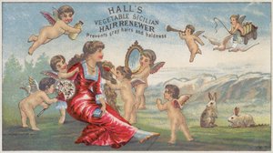 Cherubim bürsten das Haar der Dame