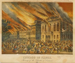 Chicago in Flammen: Brand der Handelskammer von American School