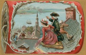 Kinder betrachten die Schlacht von Bunker Hill, 17. Juni 1775 von American School