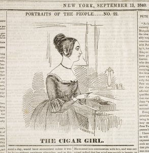 Cigar Girl, Titelseite des "New York Sunday Atlas", 13. September 1840 von American School
