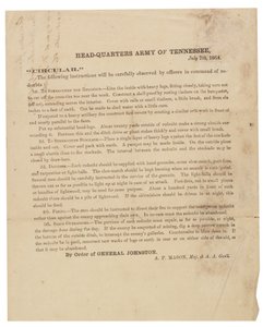 Rundschreiben zur Konstruktion und Befestigung von Schanzen, die von der Armee von Tennessee verwendet werden, 7. Juli 1864