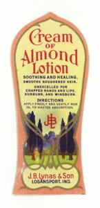 Mandelcreme Lotion Etikett, J B Lynas & Son
