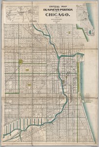 Kritische Karte des Geschäftsviertels von Chicago von American School