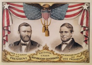 Wahlplakat für die US-Präsidentschaftswahl 1868 mit Ulysses S. Grant und Schuyler Colfax, 1868
