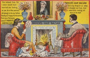 Familie sitzt um den Kamin von American School