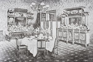 Esszimmer der Familie im Weißen Haus in den 1890er Jahren, Washington D.C., Vereinigte Staaten von Amerika