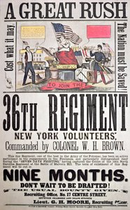 Bundesrekrutierungsplakat für das 36. Regiment, New Yorker Freiwillige