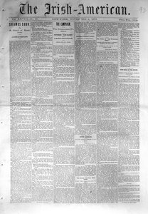 Titelseite von The Irish-American, veröffentlicht in New York, 4. November 1876