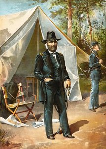 General Ulysses S. Grant vor seinem Zelt während des amerikanischen Bürgerkriegs, veröffentlicht 1892