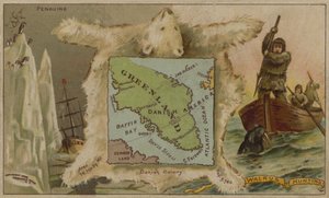 Grönland, Pinguine, Eisbären und Walrossjagd (Chromolithographie)
