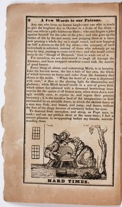 Schwere Zeiten, Seite 2 aus The American Comic Almanac für 1838